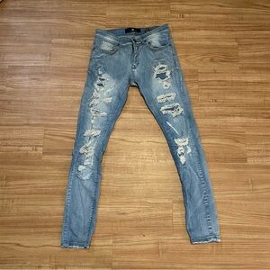 Distressed Light Blue Men's Skinny Jeans